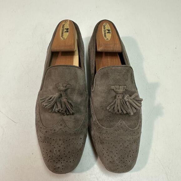 VERY GOOD J. Crew Women's Georgie Suede Wingtip Tassel Loafer Flats Gray 6 - Picture 2 of 10
